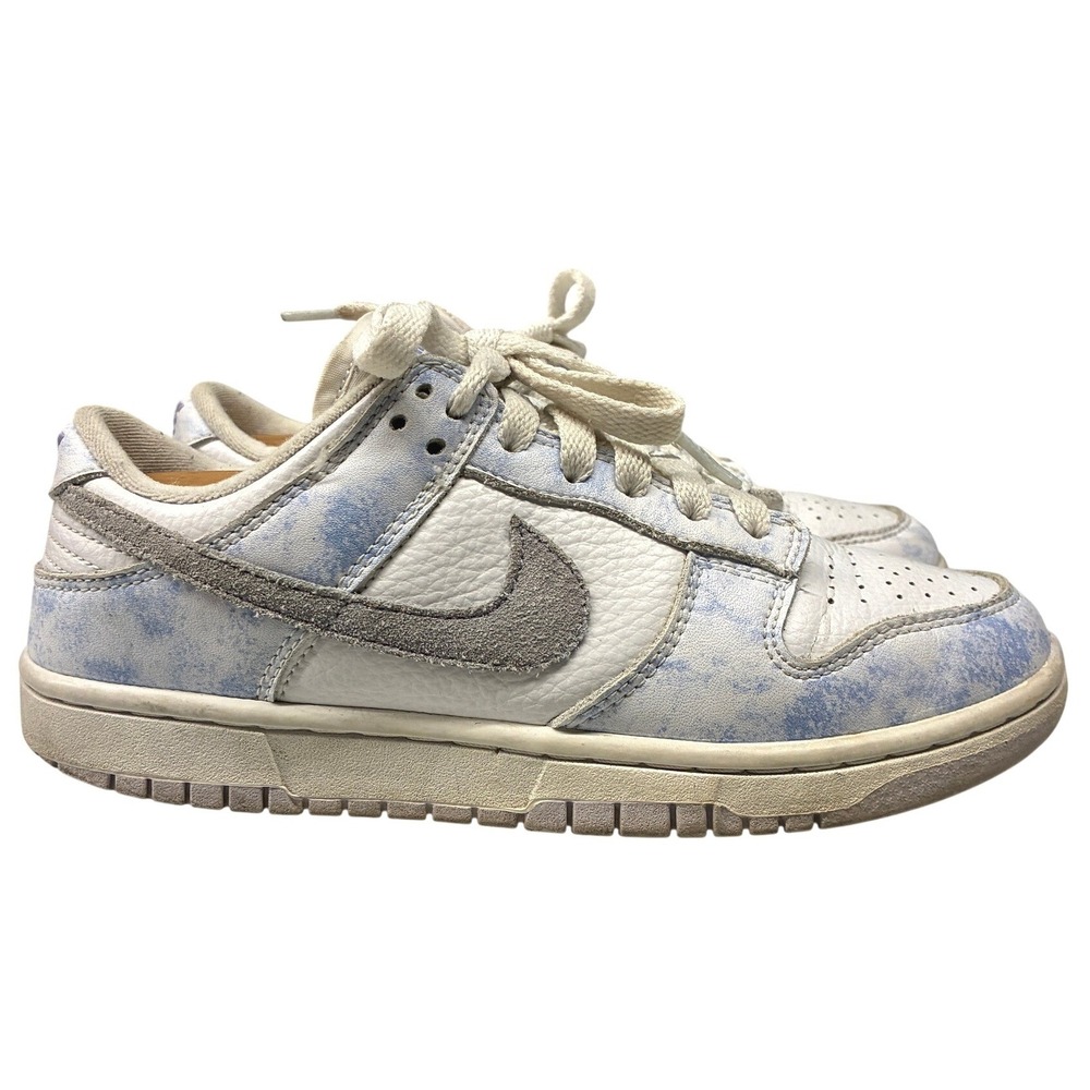 Nike Dunk Low Bleached Acid Wash Sneakers Womens 6.5 Blue White Streetwear